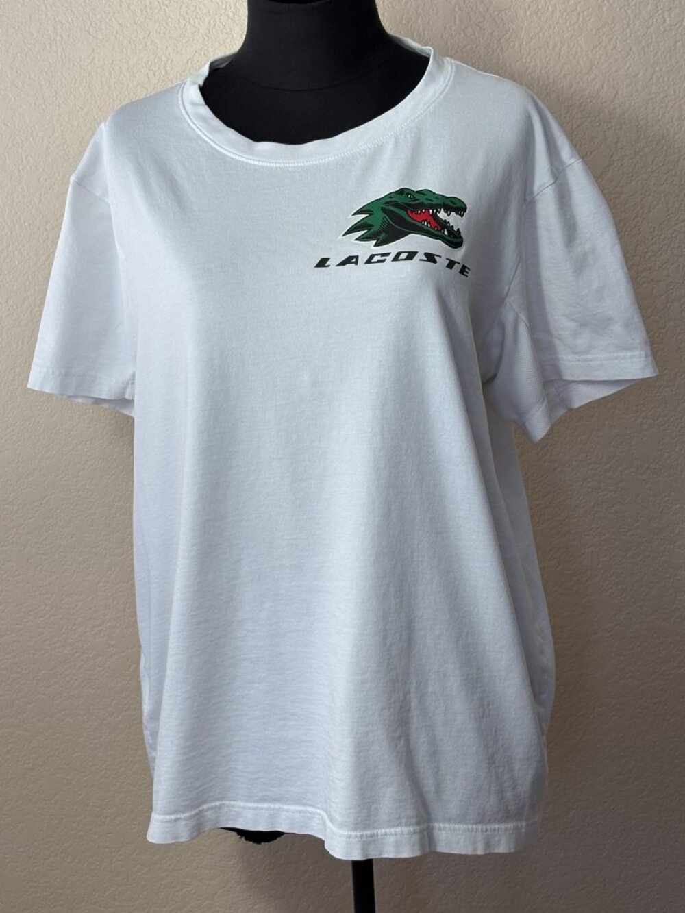 Lacoste Sport XL White Crocodile Tennis Graphic T-Shirt